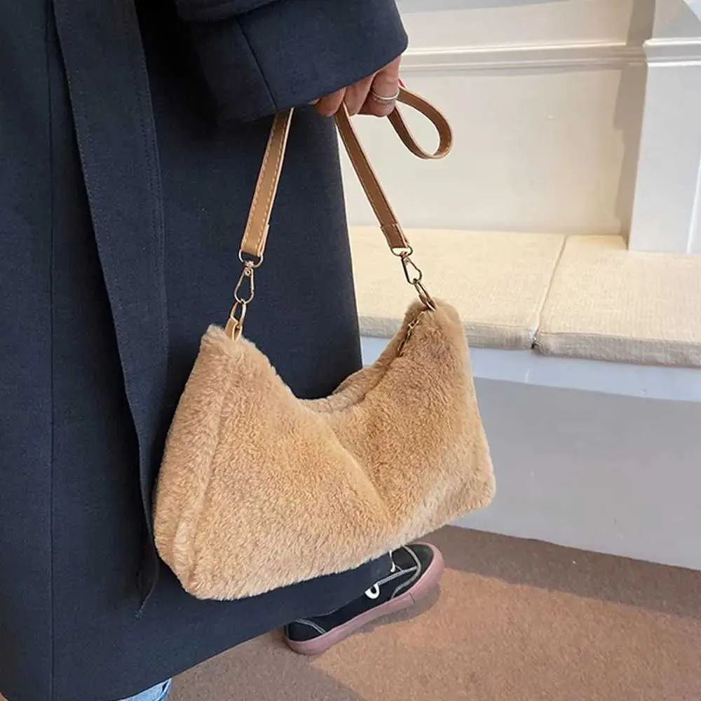Womens Fi shoulder womens underwear bag soft plush handbag Y241025_voghion.com