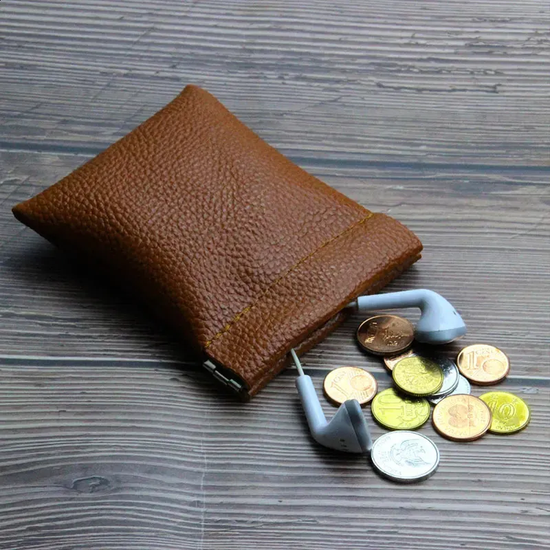 Kleingeldbörse aus PU-Leder für Herren und Damen, Schwarz, Braun, Mini-Kartenhalter, Geldbeutel, kleine Geldbörse mit Münzaufbewahrung 240730_voghion.com