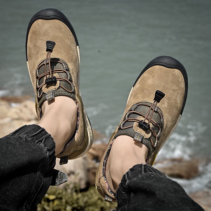 Outdoor Hiking Sneakers Sping Casual Men Shoes Breathable Suede Leather Anti-skid Walking Shoe Hot Sale Footwear_voghion.com