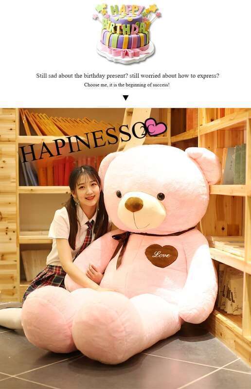 Brinquedo de pelúcia, grande e fofo urso dormindo com abraço, presente de aniversário para meninas_voghion.com