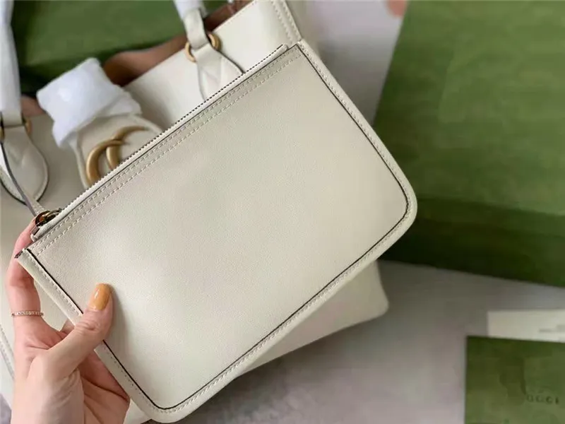 Top Quality Designer Women Shopping Totes Pure Color Double Metallic Letter Hanrdware Buckle Handbags Genuine Calf_voghion.com