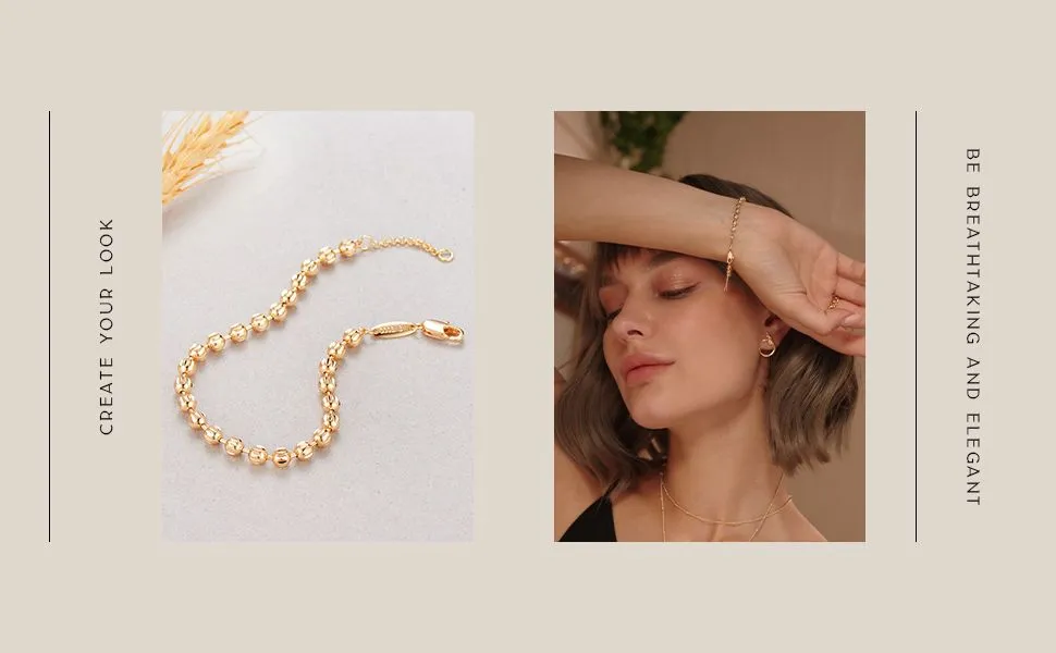 Braccialetti da donna di design con perline placcate in oro fatti a mano carini con diamanti taglio ovale e rotondo, catena di corda delicata_voghion.com