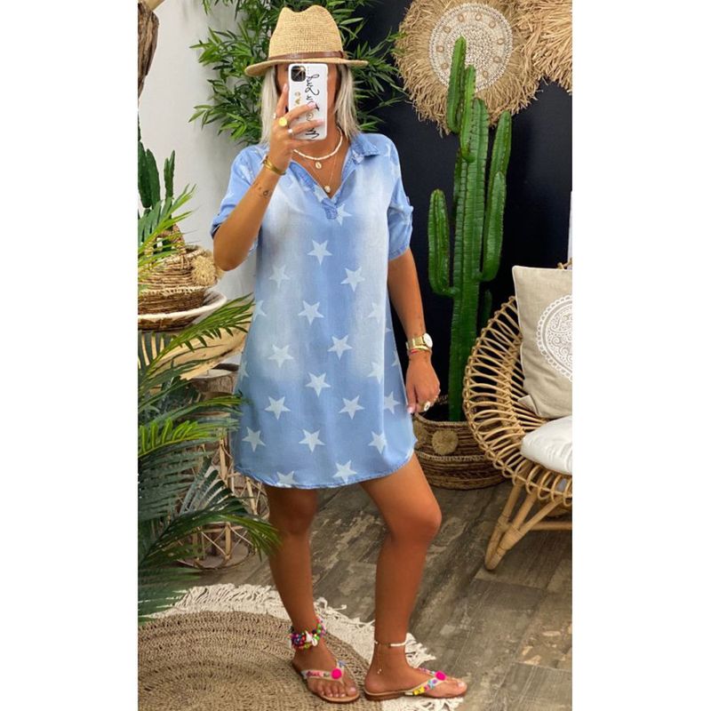 Women's factory direct sale cross-border women's clothing multicolor multi-size summer v-neck pullover short sleeve_voghion.com