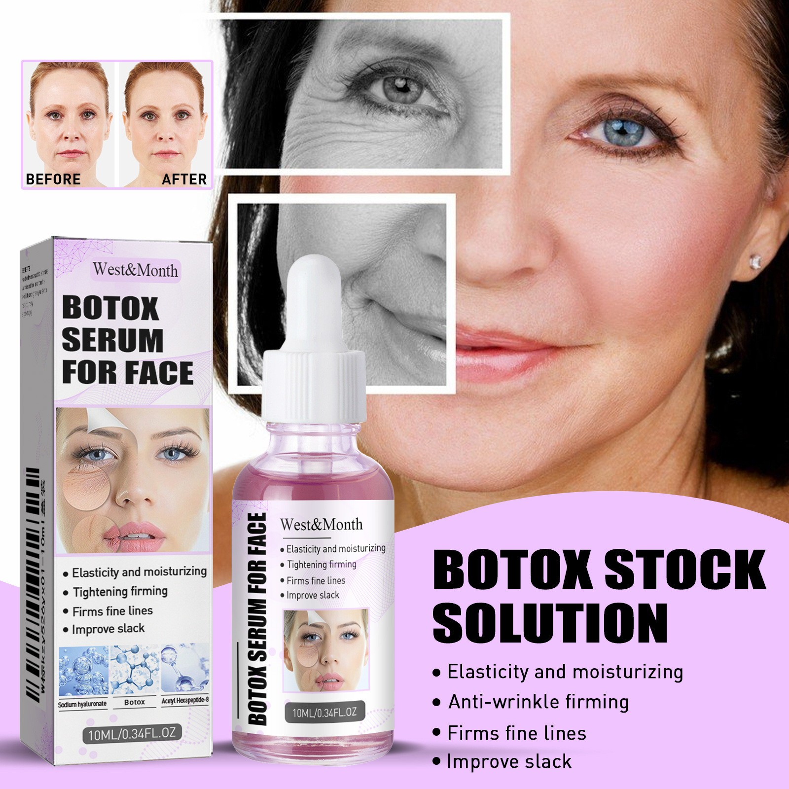 Esencia antiarrugas para el cuidado de la piel West&Month Anti aging Reafirma, levanta la piel, reduce las arrugas y las líneas finas_voghion.com