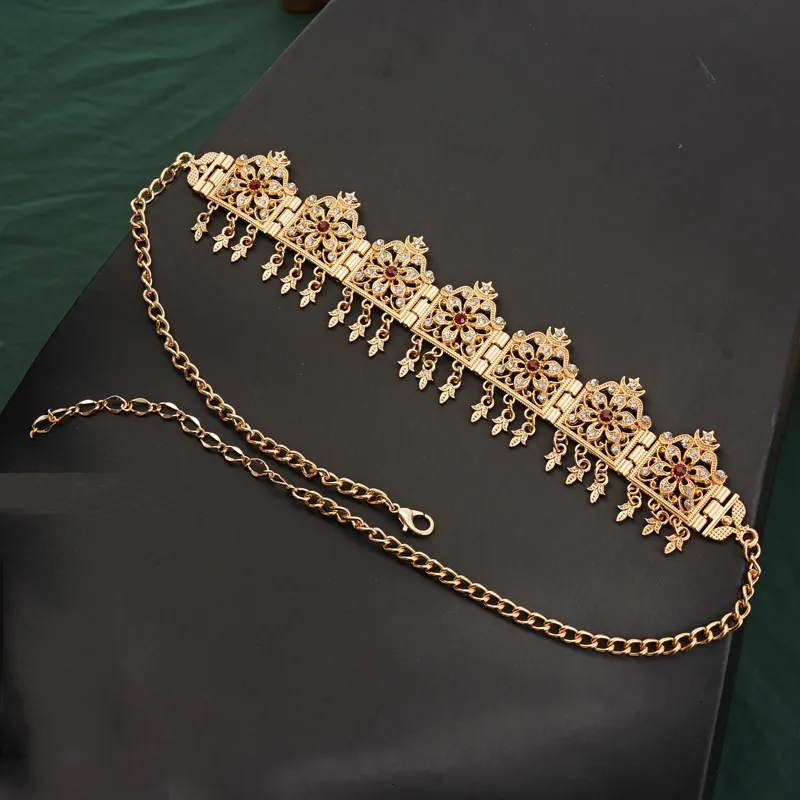 Algerien Hochzeit Schmuck Haar Gold Farbe Kristall Quaste Stirnband Stirn Kette Krone Frauen Geschenke Tiara Bands_voghion.com