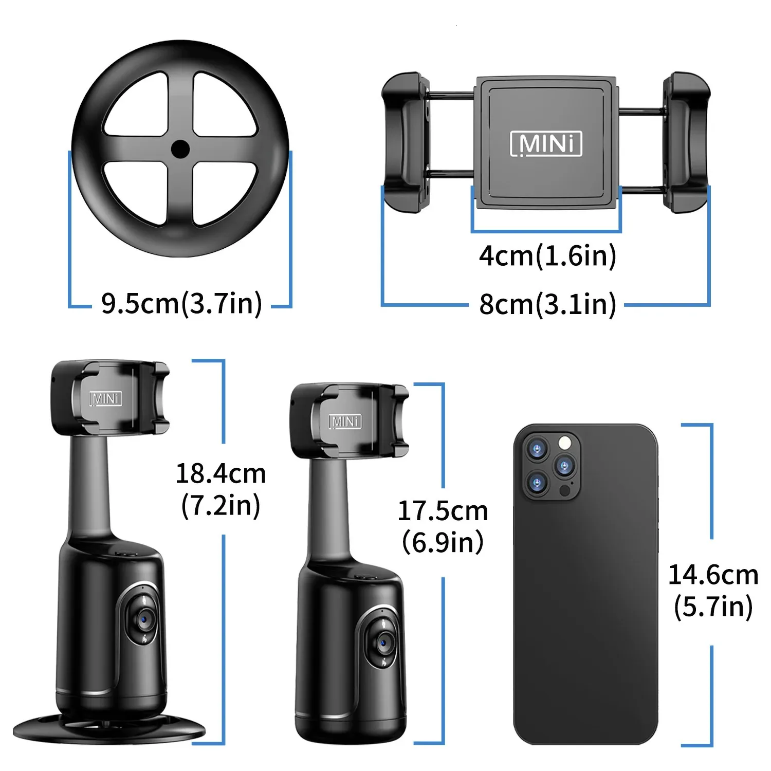 Selfieshow P01 Stabilisateur portatif universel à rotation automatique à 360° pour smartphone, vidéo en temps réel_voghion.com