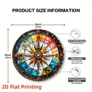 Nautical Compass Suncatcher - 8" Acrylic Art. Colorful Window Decor For Home Or Office, Perfect As A Thoughtful Gift._voghion.com