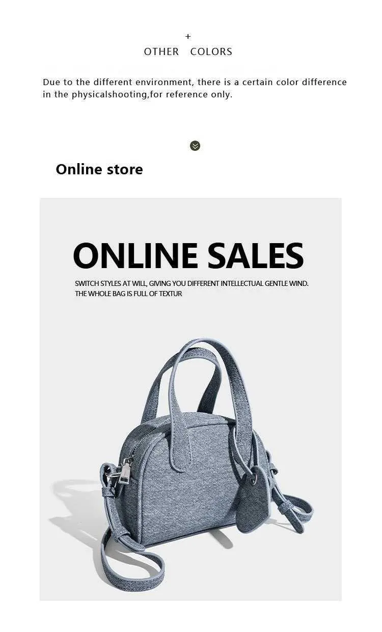 Strukturierte Damen-Denim-Handtaschen, solide, große Kapazität, lässige Schultertasche, weibliche Pendeltasche, vielseitige Umhängetasche, Jeans_voghion.com