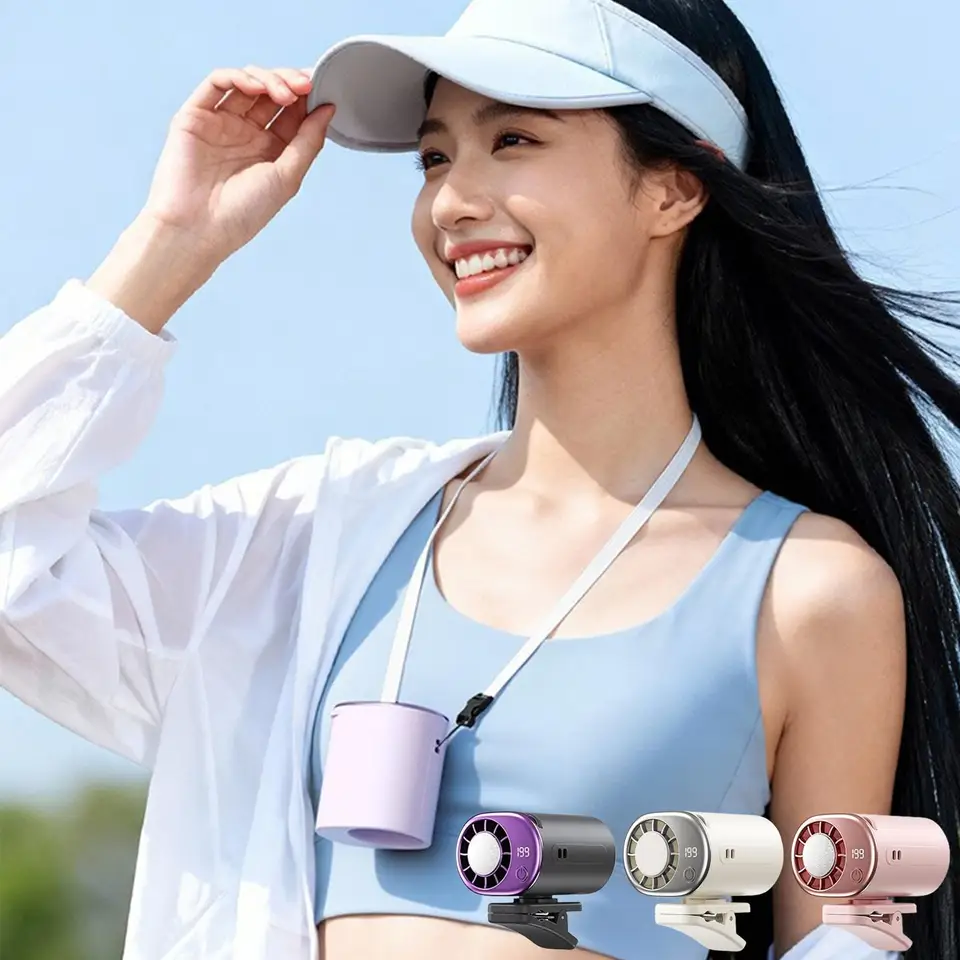 Portable Clip On Fan With Led Display And Usb Rechargeable Battery_voghion.com