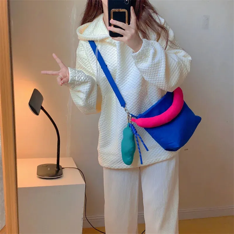Moda Colori Contrastanti Qualità Tessuto Piumino Borsa Spazio Imbottito Cuscino Quadrato Spalla Tracolla Borse per Donne Borsa_voghion.com