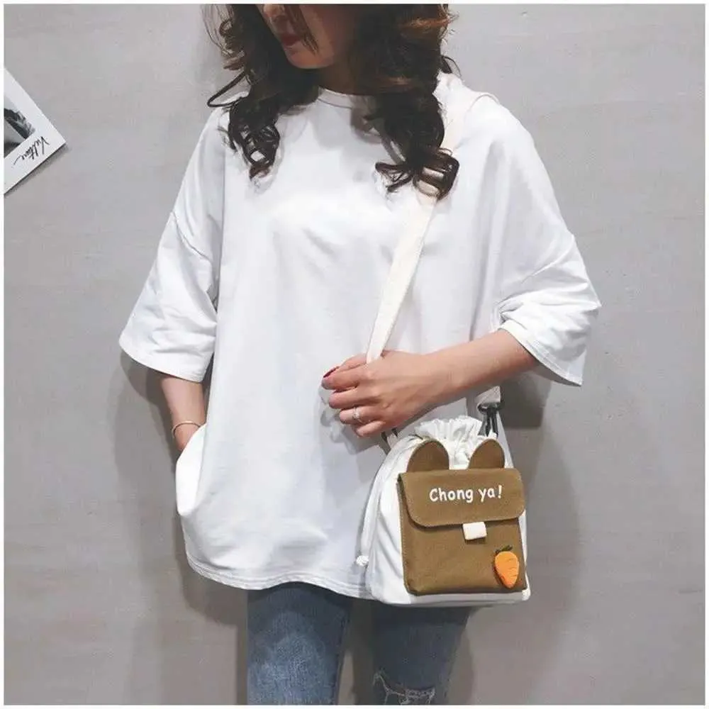 Borsa a tracolla da donna in tela, piccola, coreana, alla moda, per studentesse, in tessuto di cotone, da donna_voghion.com