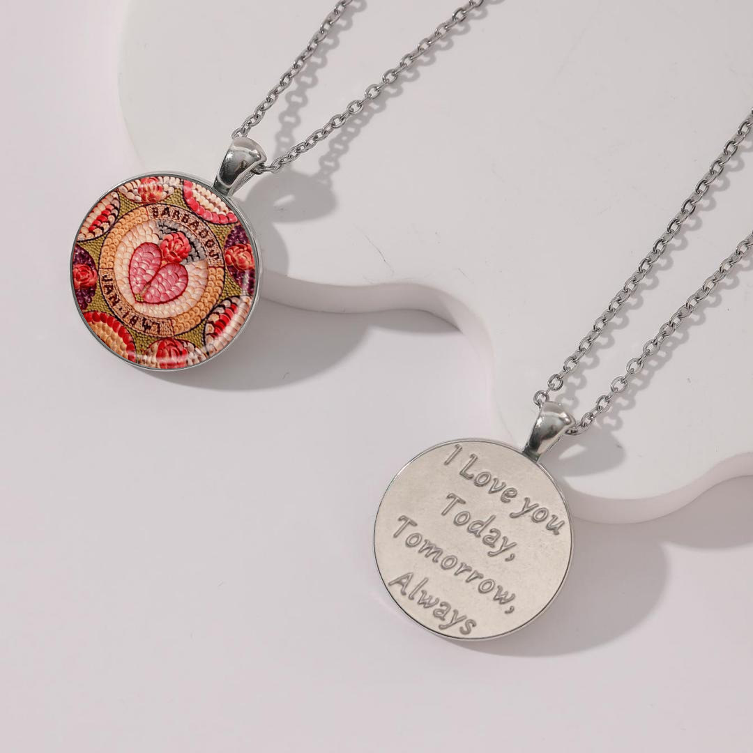 Collier pendentif photo en verre rond argenté en forme de cœur d'amour à la mode, accessoires de bijoux de mode, cadeau_voghion.com