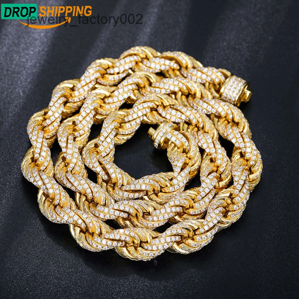 Dropshipping Pass Diamond Tester Iced Out Moissanite Rope Chain Lab Gemstone Twist Κολιέ Sterling Sier για Άνδρες Hiphop_voghion.com