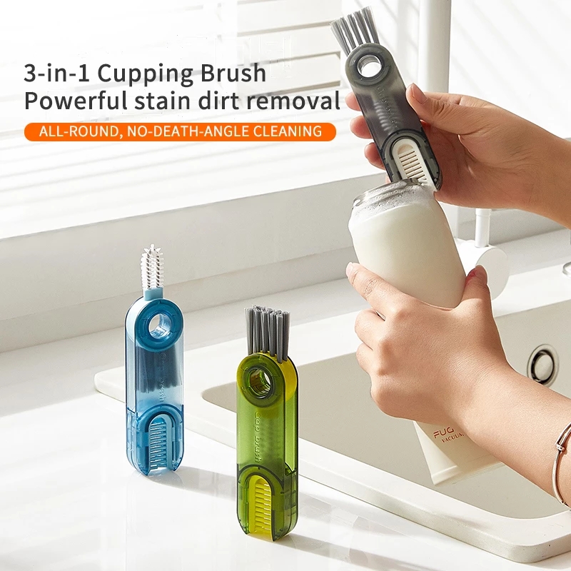 3 In 1 Tiny Bottle Cup Lid Detail Brush Straw Cleaner Tools Multi-functional Crevice Cleaning Brush Water Bottles Clean Tool_voghion.com