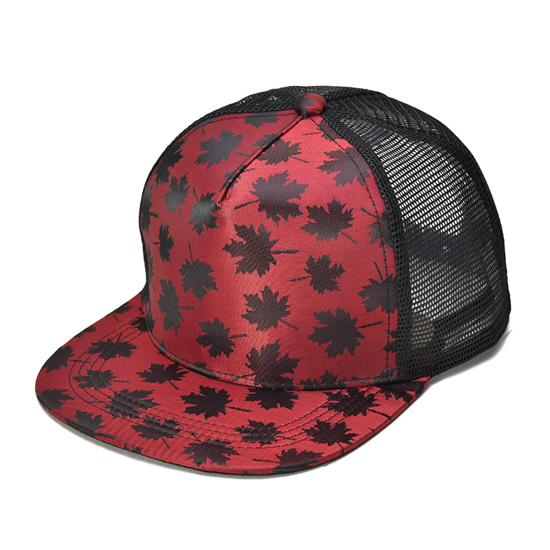 Outdoor mountaineering men's trendy maple leaf printed baseball hat, casual shading and sun protection net hat_voghion.com