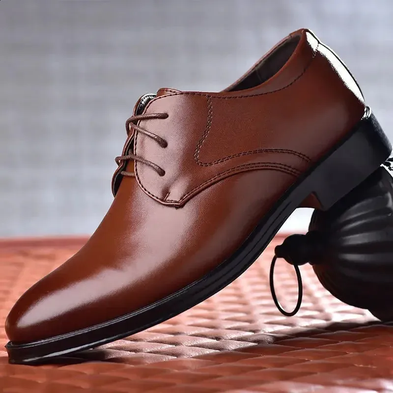 Dress Shoes Man Office Pointed Toe Spring Autumn Social Shoe for Men Clothing Elegant and Classic Leather Casual Party_voghion.com