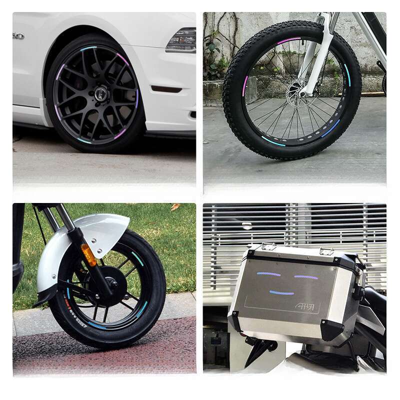 Autocolant anti-coliziune cu butuc roată auto, reflectorizant, cu șapte culori laser, luminos, cu creativitate personalizată, pentru motocicletă_voghion.com