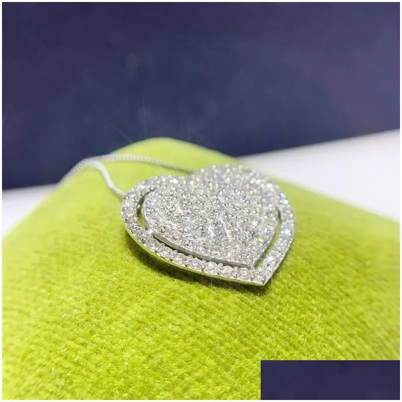 Anheng Halskjeder 2023 Håndlagde Hjerte Glitrende Smykker Sterling Sier Pave Hvit Safir Cz Diamant Edelstener Fest_voghion.com