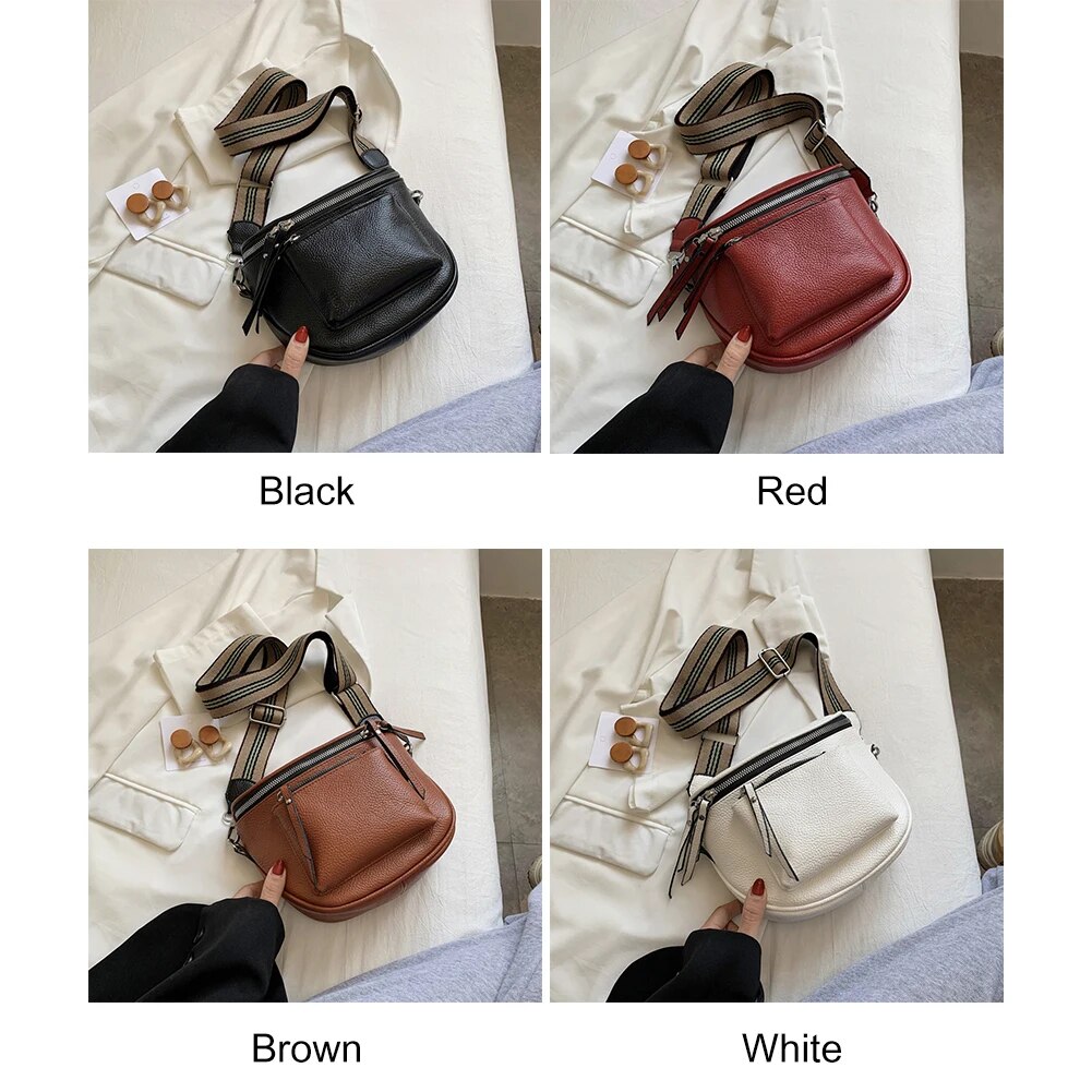 С доставкой Damen Vintage Leder Crossbody Schulter Taschen für Frauen Brust Tasche 2023 Marke Dame Trend Handtaschen Fanny Pack_voghion.com