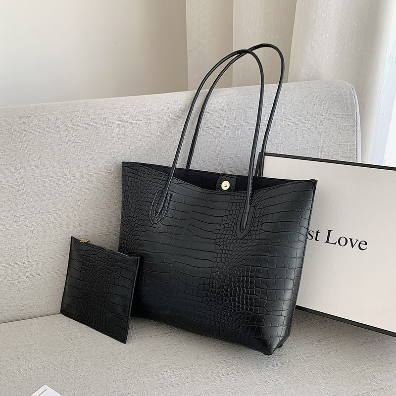 Sac fourre-tout à motif Crocodile pour femmes, couleur unie, nouvelle tendance, mode loisirs Simple, grande capacité, épaule dénudée, 2024