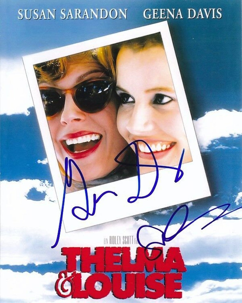 Susan sarandon y geena davis firmaron una foto autografiada de thelma louise
