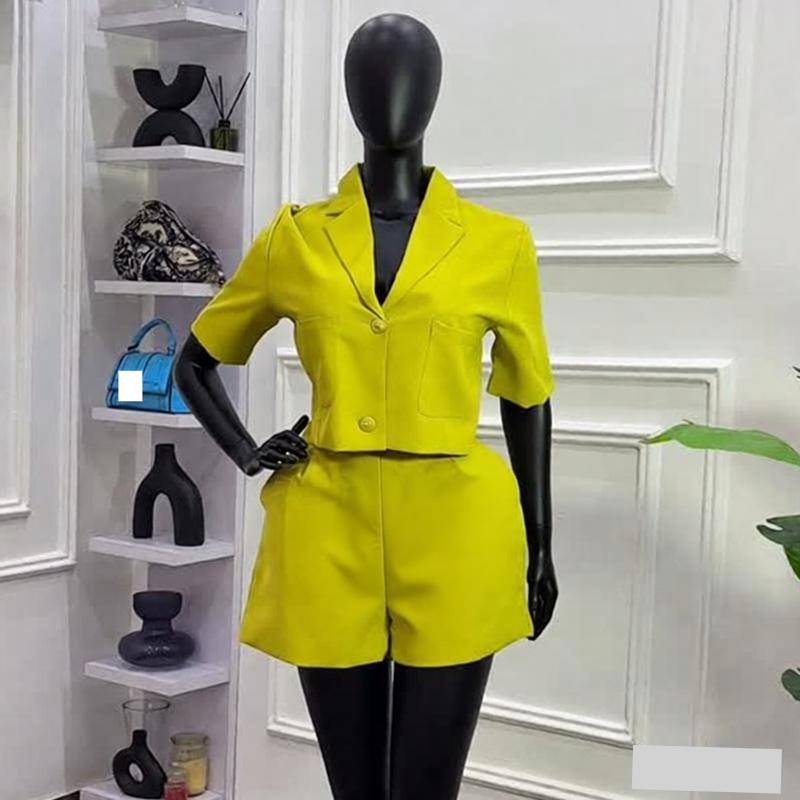 ​Sophisticated Sweetheart Set – Notch Collar Shirt & High-Waisted Shorts | Effortless Chic​