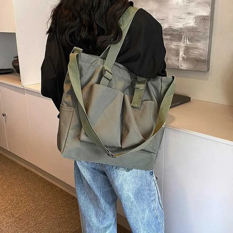 Dames schoudertas van nylon, grote crossbody tas voor dagelijks_voghion.com