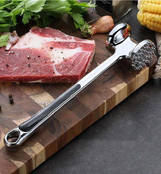 Attendrisseur de viande en alliage de zinc avec poignée antidérapante double face - Outil de cuisine_voghion.com