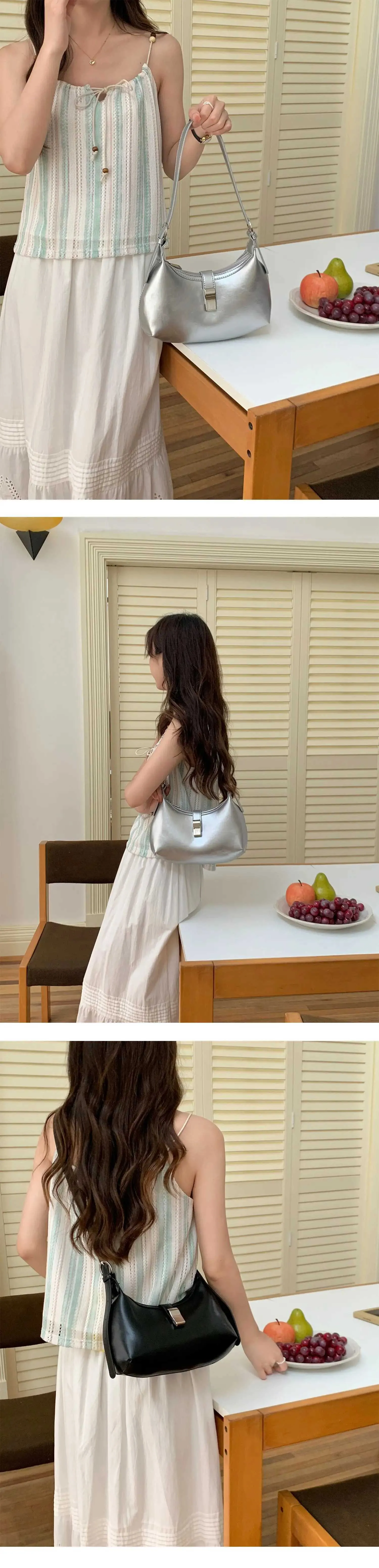 Borsa a mano da donna con design alla moda, in pelle solida, con tracolla, grande capacità, da donna, per pendolari_voghion.com