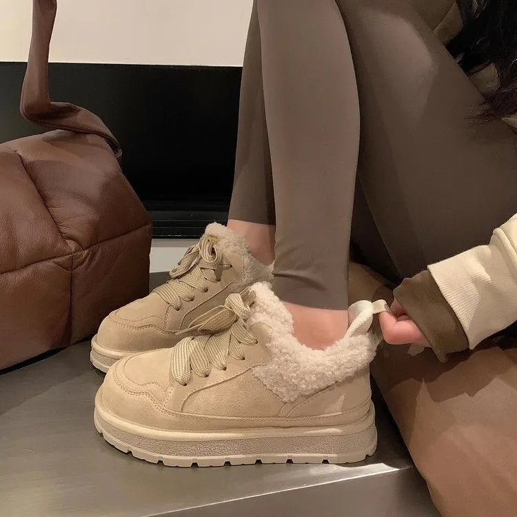 Women's winter new thick soled anti slip and plush warm snow boots_voghion.com