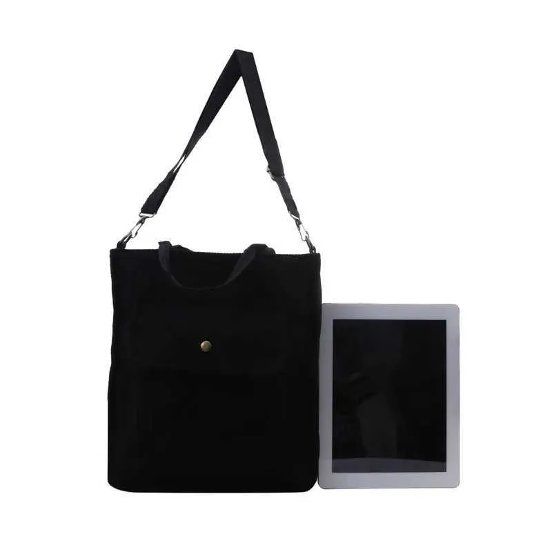 Sac à dos étudiant rétro en velours côtelé chaud Fem toile shopping avec sac extérieur 2024 nouvel article Y241109_voghion.com