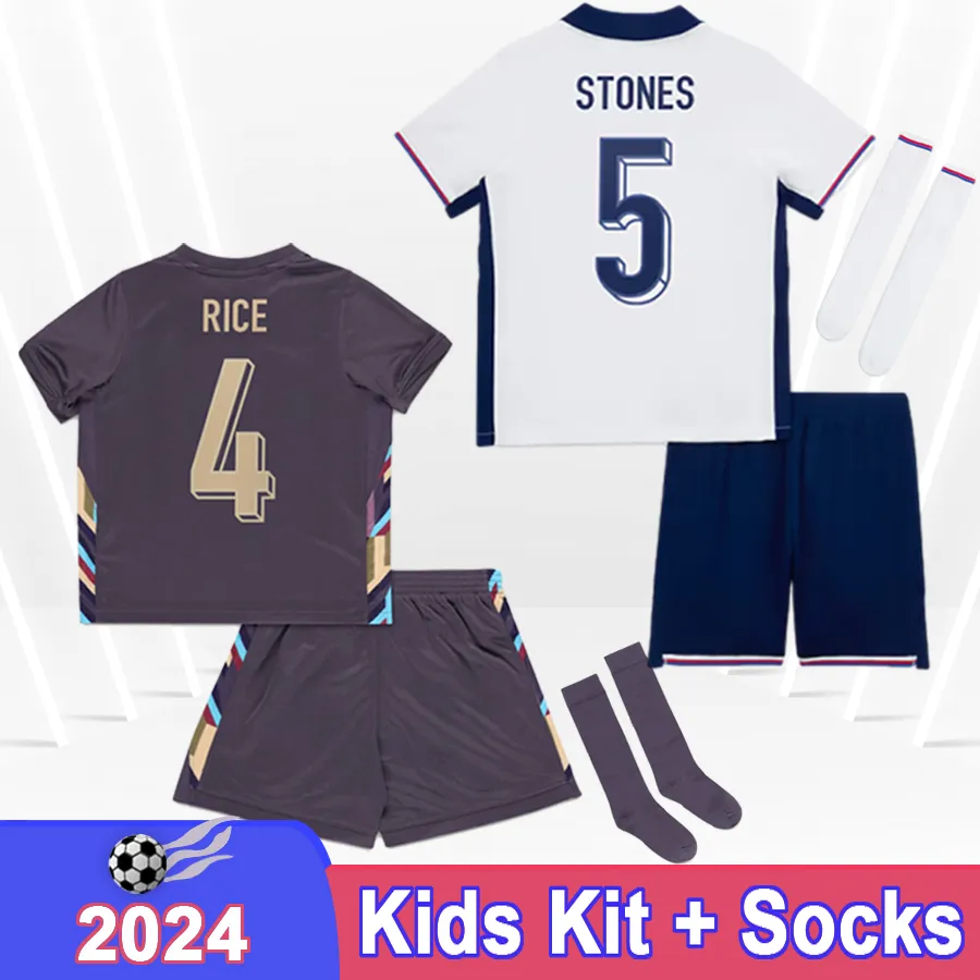 2024 ENGlaNDS Kids kit Soccer Jerseys RICE BELLINGHAM HENDERSON RASHFORD FODEN GALLAGHER Home Away Football Shirts Child_voghion.com