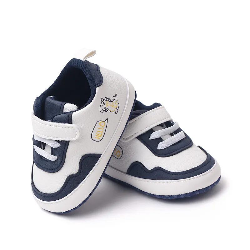 Baskets de sport pour nouveau-nés garçons et filles, imprimé lettres de dessin animé, premiers pas pour bébés, pieds mignons, antidérapants, pré-marcheurs_voghion.com