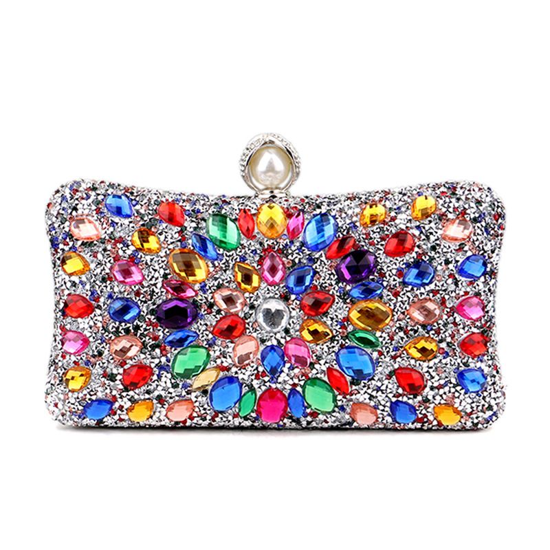 Sac de soirée polyvalent pour banquet de mode féminine avec incrustations de diamants populaires_voghion.com