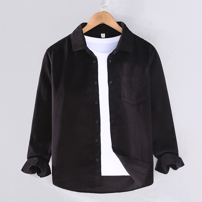 Frühling und Herbst Reine Baumwolle Cord Langarm Hemd Männer Gestreiften Samt Hemd Jugend Freizeit Lose Herren Mantel Langarm Top_voghion.com