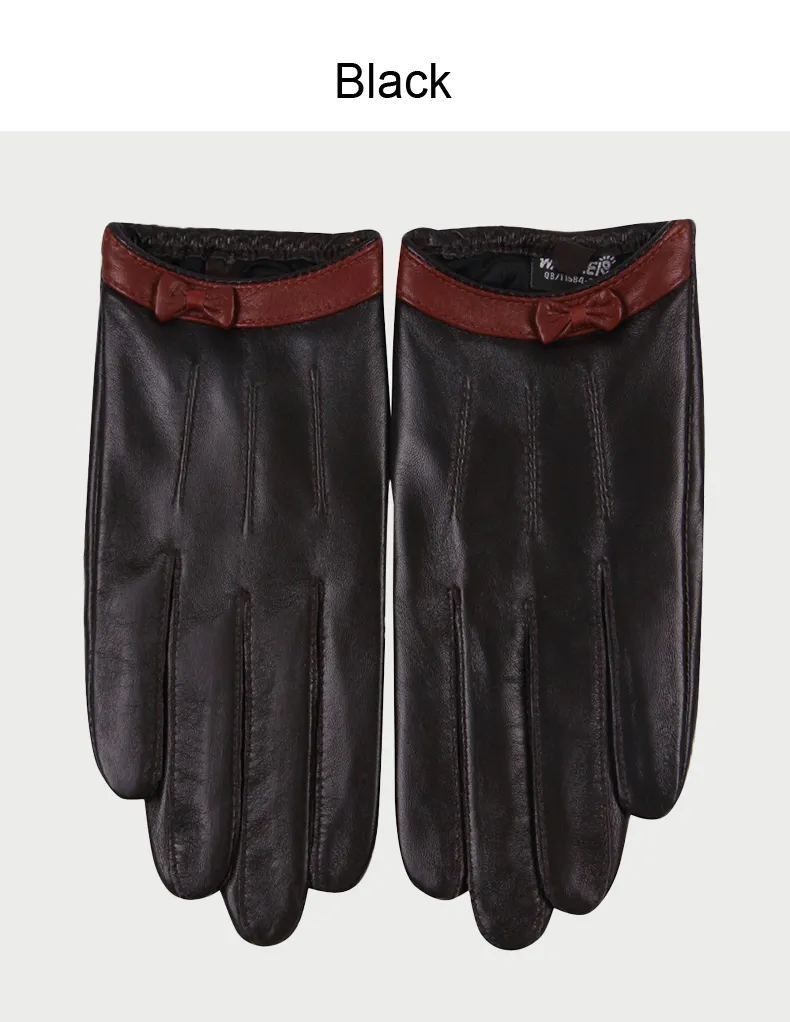 Moda-Couro Feminino Outono Inverno Estilo Fino Condução À Prova de Vento Mantenha Aquecido Couro Genuíno Pele de Carneiro Luvas Femininas_voghion.com