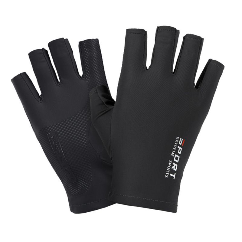 Unisex Ice Silk Half Finger Cycg Fiess Driving High Elastic Sun Protection Gloves_voghion.com