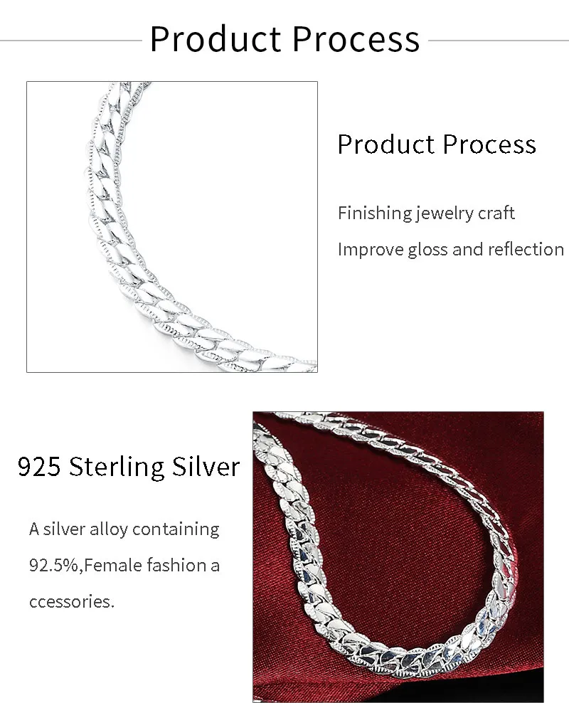 Collana con catena laterale placcata in oro Sterling S, 18, 20, 22 e 24 pollici, per donne e uomini, gioielli di moda e regali._voghion.com