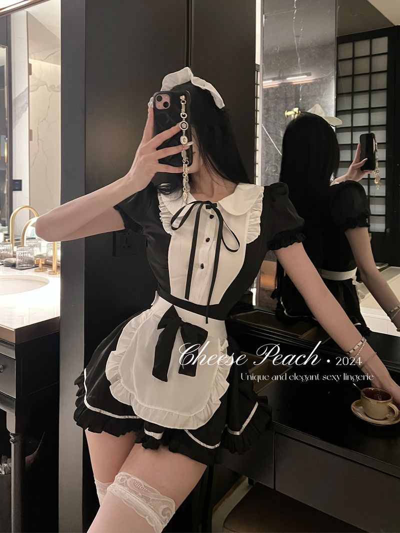 CheesePeach 【 Sei gehorsam 】 Pure Desire Cosplay-Uniform, süßes Nachthemd-Dienstmädchen-Set_voghion.com