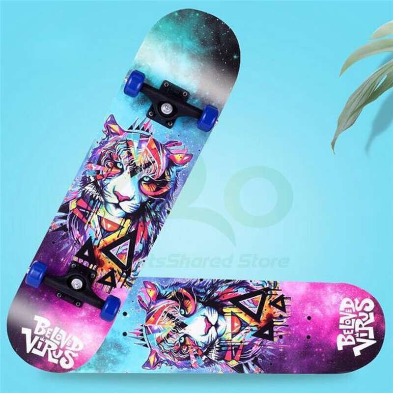 【Populär Kategorien】 Véier-Rad Skateboard Männer a Fraen Ufänger Duebel Rocker 3-8 Joer Kanner Scooter 80cm_voghion.com