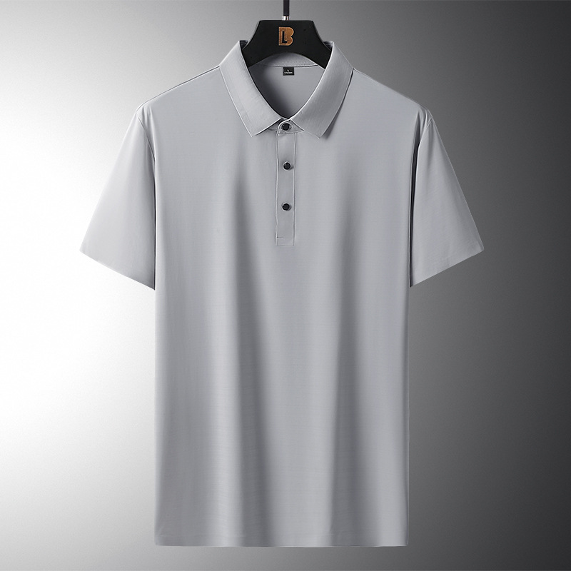 Polo da uomo in seta ghiacciata, sottile, a maniche corte, con risvolto, ad asciugatura rapida_voghion.com
