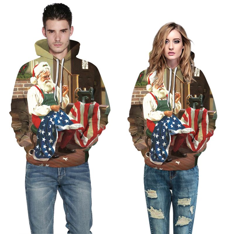 Women's Clothing Grinch digital printing couple wear trendy loose casual hooded sweatshirt_voghion.com