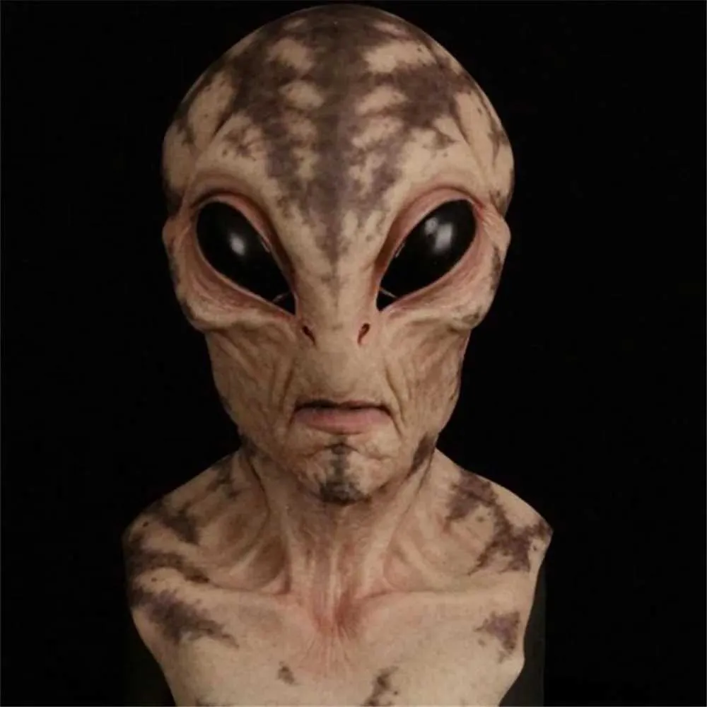 Masque d'Halloween en latex avec grands yeux horribles, OVNI, visage complet, effrayant, horreur, tête d'alien, masques pour adultes, accessoires de fête de monstre, cosplay_voghion.com