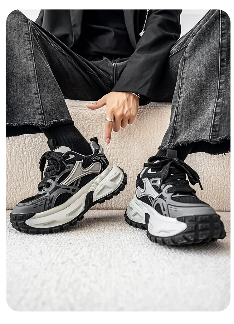 Chaussures de sport antidérapantes pour hommes, chaussures décontractées à plateforme rehaussante, chaussures tendance pour papa_voghion.com