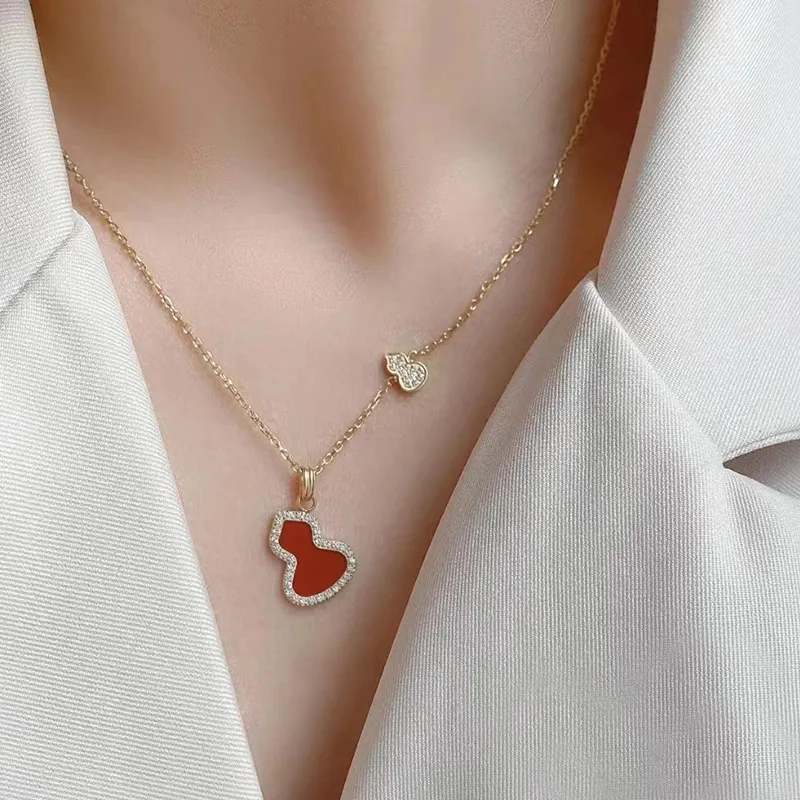 klassische Kürbis Designer Halskette Frauen Roségold weiß Perlmutt glänzenden Kristall Diamant Anhänger Natur Sailormoon_voghion.com