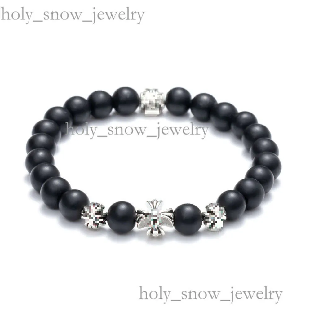 Bracelet en argent et perles de style hip-hop en forme de croix turquoise de style ancien_voghion.com
