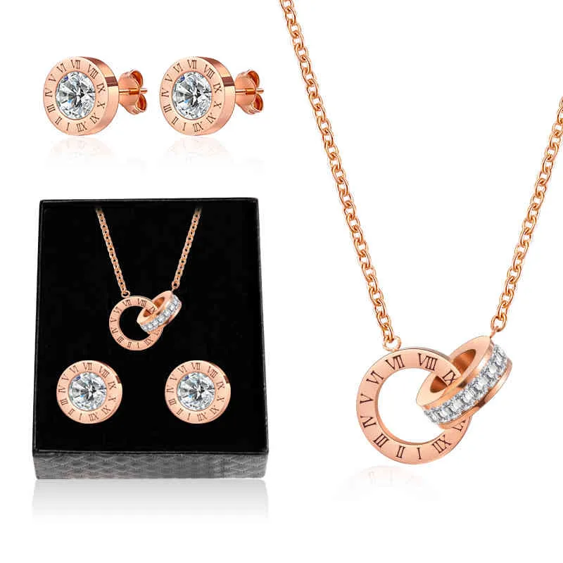 Parure collier et boucles d'oreilles chiffres romains cristal_voghion.com
