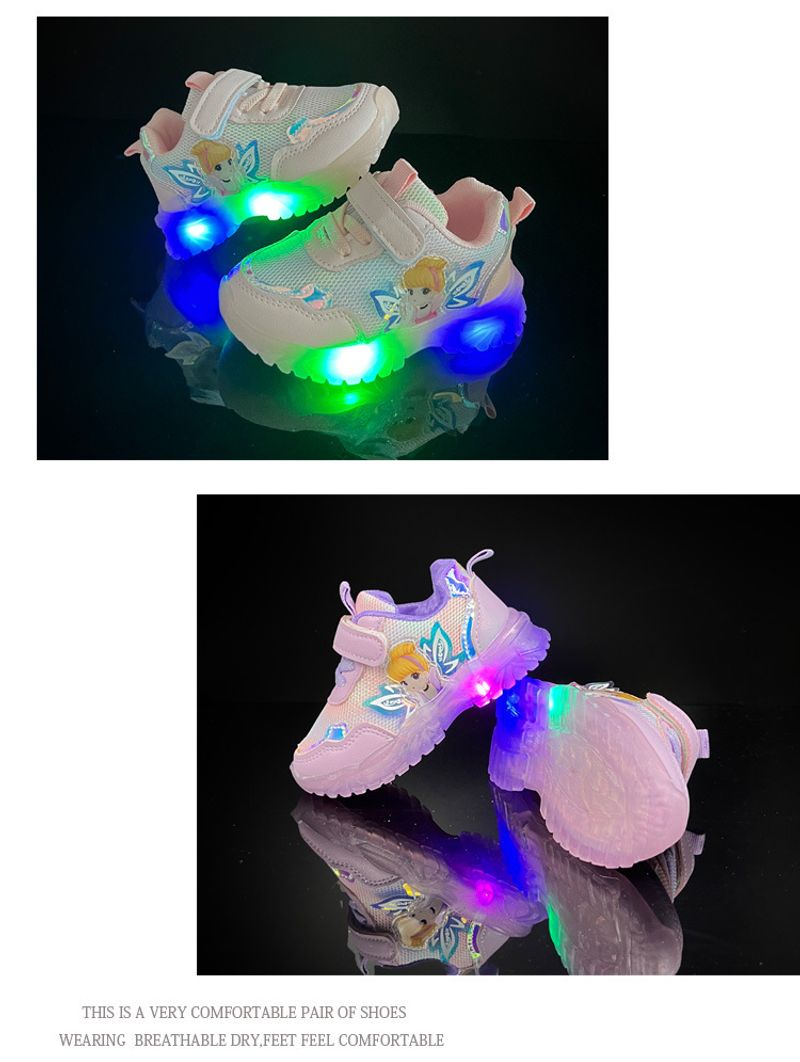 Elf Girls' 2022 Spring Autumn New Breathable Leisure and Comfortable Sports LED Light up Children's Shoes_voghion.com