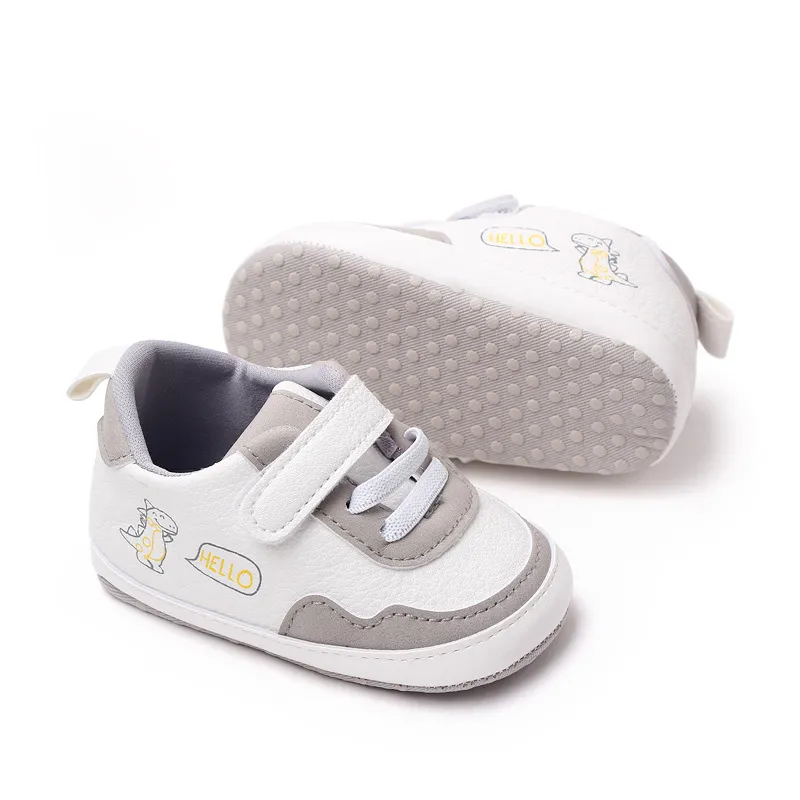 Baskets de sport pour nouveau-nés garçons et filles, imprimé lettres de dessin animé, premiers pas pour bébés, pieds mignons, antidérapants, pré-marcheurs_voghion.com