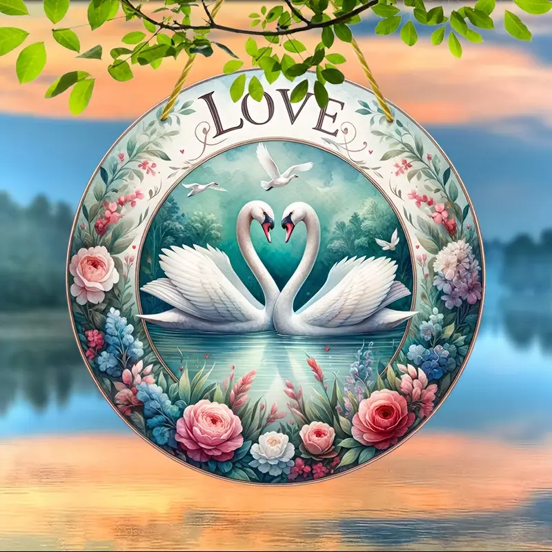 8in Swan Love Suncatcher - Clear Acrylic Valentine's Decor For Wreaths & Windows - Romantic Wedding Gift_voghion.com